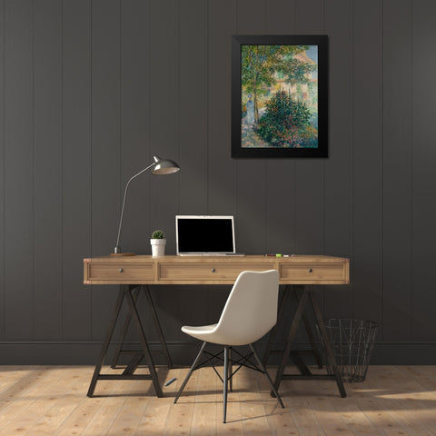 In the Garden at Argenteuil Black Modern Wood Framed Art Print by Monet, Claude