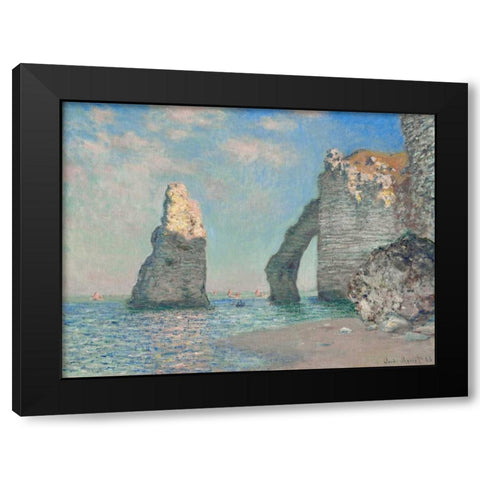 The Cliffs at Etretat Black Modern Wood Framed Art Print with Double Matting by Monet, Claude