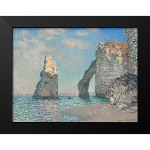 The Cliffs at Etretat Black Modern Wood Framed Art Print by Monet, Claude