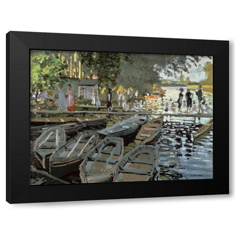 Bathers at La Grenouillere (detail) Black Modern Wood Framed Art Print with Double Matting by Monet, Claude