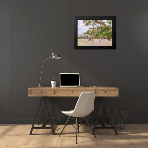 The Public Garden at Pontoise  Black Modern Wood Framed Art Print by Pissarro, Camille