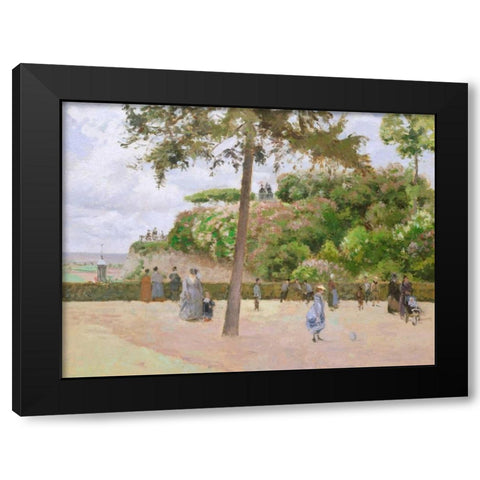 The Public Garden at Pontoise  Black Modern Wood Framed Art Print by Pissarro, Camille