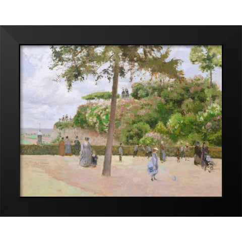 The Public Garden at Pontoise  Black Modern Wood Framed Art Print by Pissarro, Camille