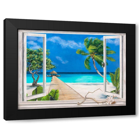 Plage tropicale Black Modern Wood Framed Art Print by Dellal, Remy