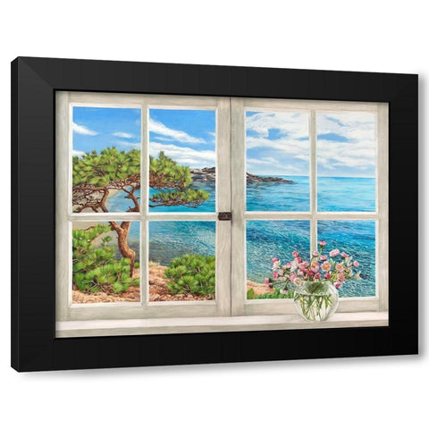 Baie mediterraneenne Black Modern Wood Framed Art Print with Double Matting by Dellal, Remy