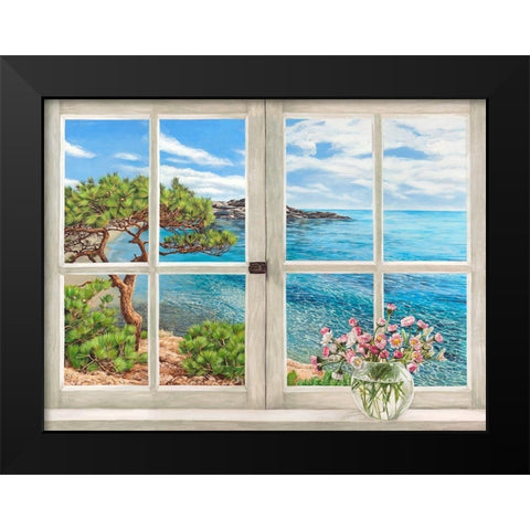 Baie mediterraneenne Black Modern Wood Framed Art Print by Dellal, Remy