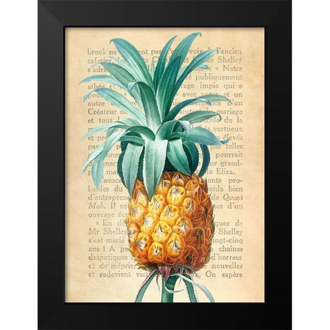 Pineapple- After Redoute Black Modern Wood Framed Art Print by Dellal, Remy