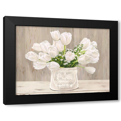Country Bouquet - neutral Black Modern Wood Framed Art Print with Double Matting by Remy Dellal