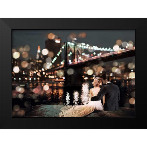 Kissing in a NY Night Black Modern Wood Framed Art Print by Loumer, Dianne