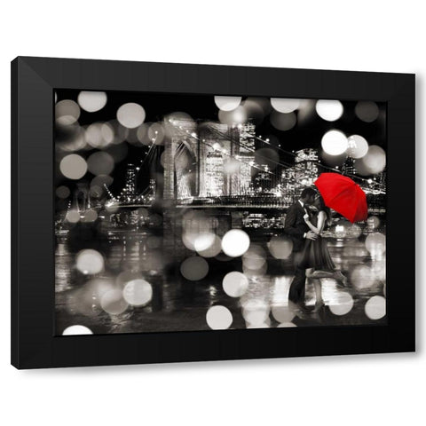 A Kiss in the Night (BW) Black Modern Wood Framed Art Print with Double Matting by Loumer, Dianne