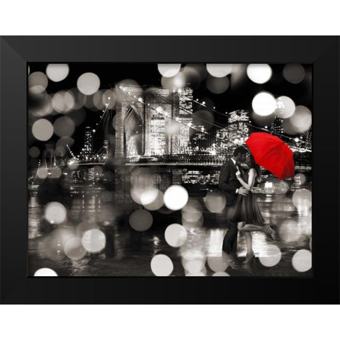 A Kiss in the Night (BW) Black Modern Wood Framed Art Print by Loumer, Dianne