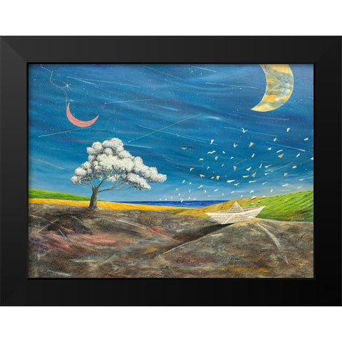 La grande luna sta lÃ¬ a guardare Black Modern Wood Framed Art Print by Larotonda, Donato