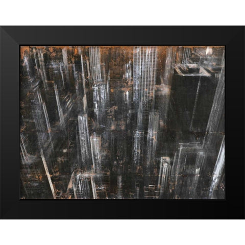 NYC Aerial 1 Black Modern Wood Framed Art Print by Moschetta, Dario