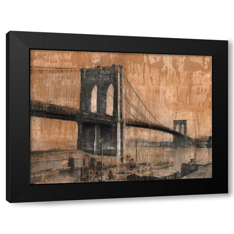 Brooklyn Bridge 2 Black Modern Wood Framed Art Print by Moschetta, Dario