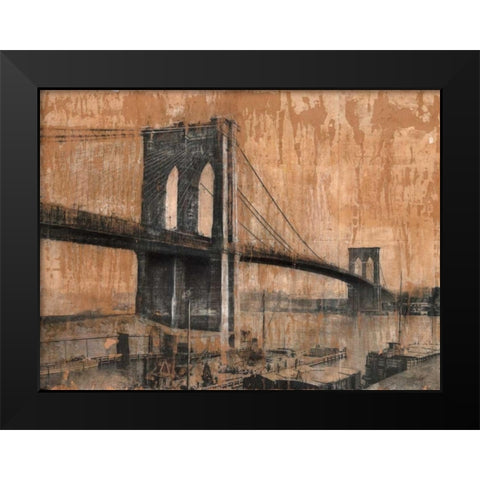 Brooklyn Bridge 2 Black Modern Wood Framed Art Print by Moschetta, Dario
