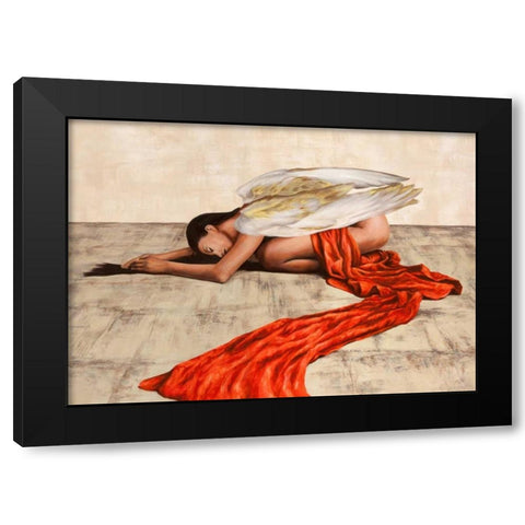 Reclined Angel Black Modern Wood Framed Art Print by Duval, Sonya