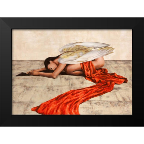 Reclined Angel Black Modern Wood Framed Art Print by Duval, Sonya