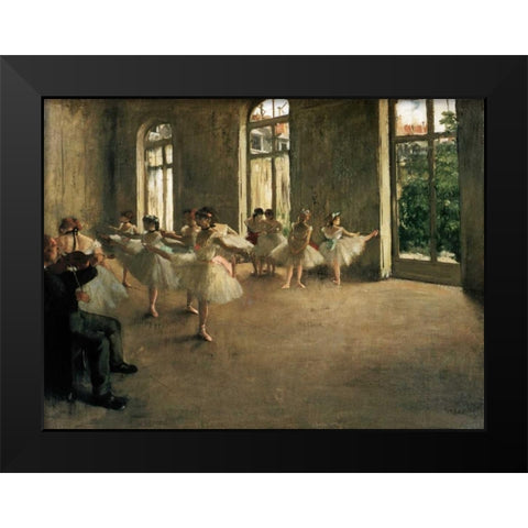 The Rehearsal Black Modern Wood Framed Art Print by Degas, Edgar