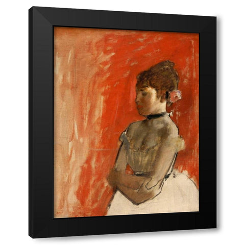 Ballet Dancer with arms crossed Black Modern Wood Framed Art Print with Double Matting by Degas, Edgar