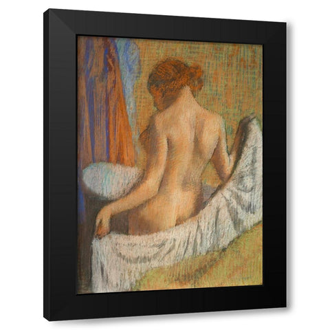 After the Bath Black Modern Wood Framed Art Print with Double Matting by Degas, Edgar