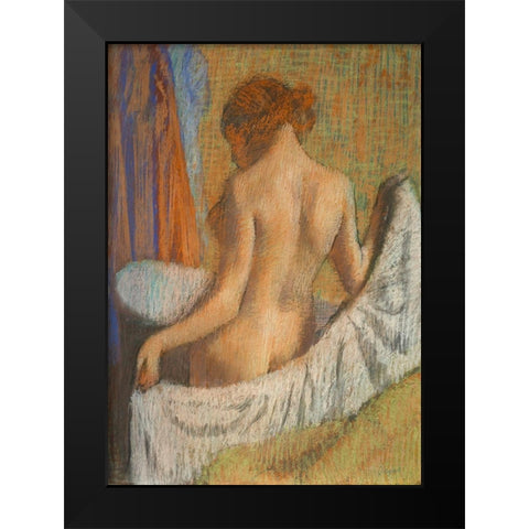 After the Bath Black Modern Wood Framed Art Print by Degas, Edgar