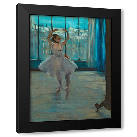 Dancer posing Black Modern Wood Framed Art Print with Double Matting by Degas, Edgar