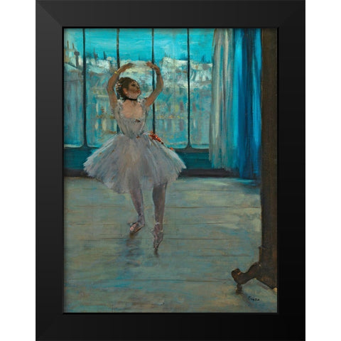 Dancer posing Black Modern Wood Framed Art Print by Degas, Edgar