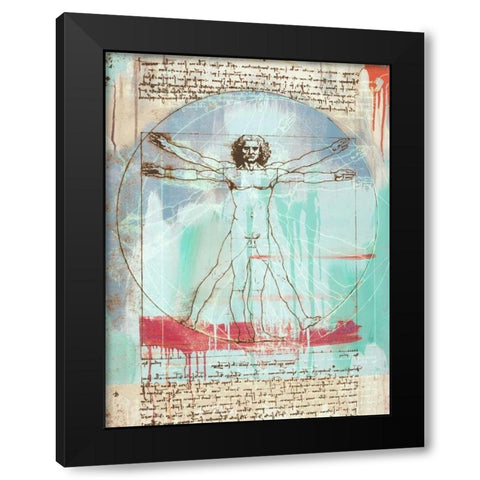 Vitruvian Man 2.0 Black Modern Wood Framed Art Print by Chestier, Eric