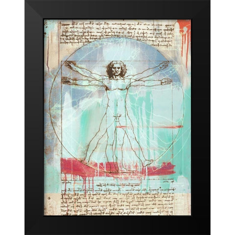 Vitruvian Man 2.0 Black Modern Wood Framed Art Print by Chestier, Eric