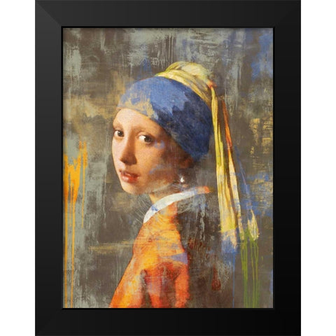 Vermeers Girl 2.0 Black Modern Wood Framed Art Print by Chestier, Eric