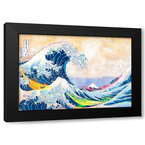 Hokusais Wave 2.0 Black Modern Wood Framed Art Print by Chestier, Eric