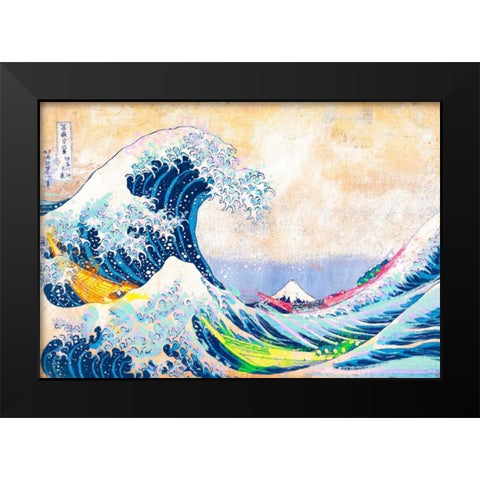 Hokusais Wave 2.0 Black Modern Wood Framed Art Print by Chestier, Eric