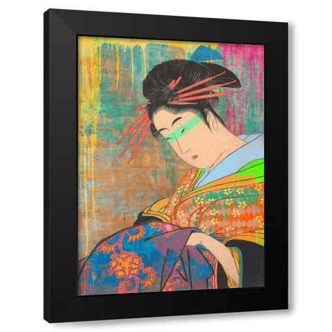 Hommage to Kitagawa Black Modern Wood Framed Art Print with Double Matting by Chestier, Eric
