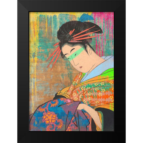Hommage to Kitagawa Black Modern Wood Framed Art Print by Chestier, Eric