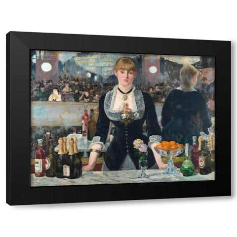 Bar at the Folies-BergÃ¨re Black Modern Wood Framed Art Print by Manet, Edouard
