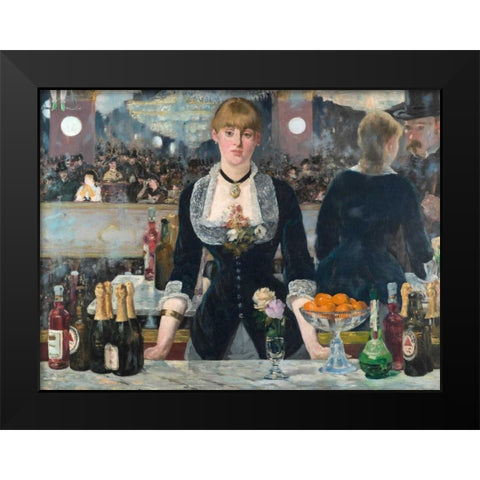 Bar at the Folies-BergÃ¨re Black Modern Wood Framed Art Print by Manet, Edouard