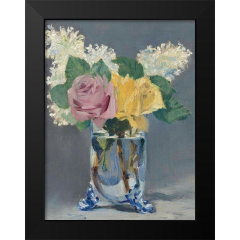 Lilas et roses Black Modern Wood Framed Art Print by Manet, Edouard