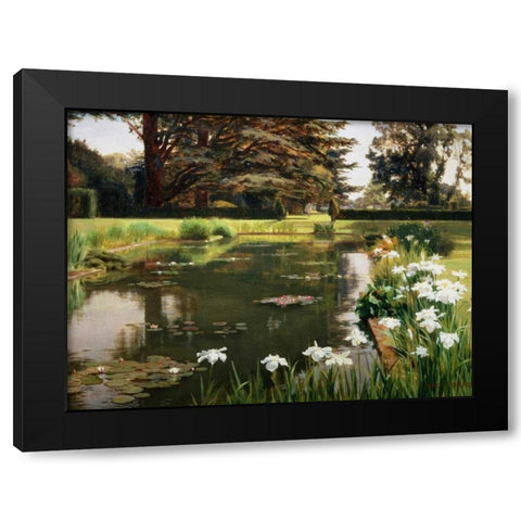 The Garden Sutton Place England Black Modern Wood Framed Art Print with Double Matting by Spence, Ernest
