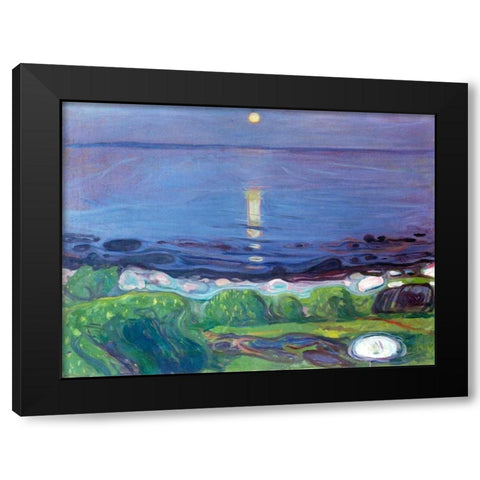 Seascape Black Modern Wood Framed Art Print by Munch, Edvard