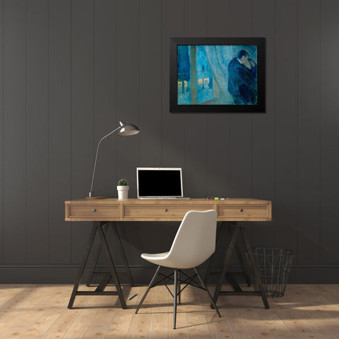 The Kiss Black Modern Wood Framed Art Print by Munch, Edvard