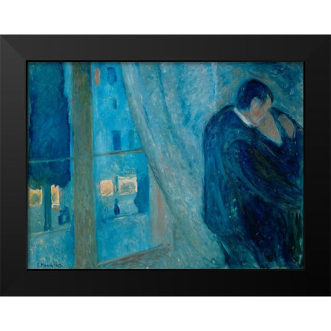 The Kiss Black Modern Wood Framed Art Print by Munch, Edvard