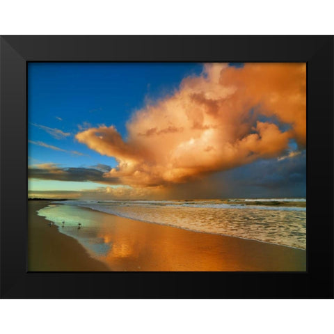 Sunset on the ocean, New South Wales, Australia Black Modern Wood Framed Art Print by Krahmer, Frank