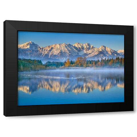 Allgaeu Alps and Hopfensee lake, Bavaria, Germany Black Modern Wood Framed Art Print with Double Matting by Frank, Krahmer