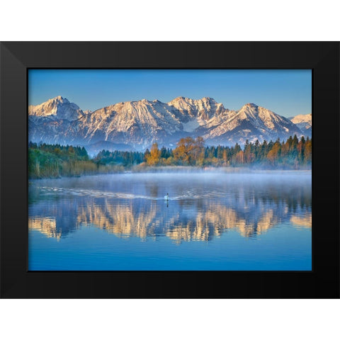 Allgaeu Alps and Hopfensee lake, Bavaria, Germany Black Modern Wood Framed Art Print by Frank, Krahmer