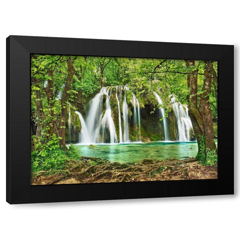 Cascade des Tufs (Alps- French Jura) Black Modern Wood Framed Art Print by Krahmer, Frank