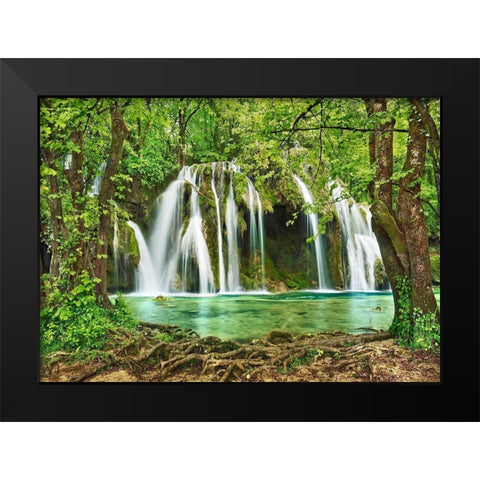 Cascade des Tufs (Alps- French Jura) Black Modern Wood Framed Art Print by Krahmer, Frank