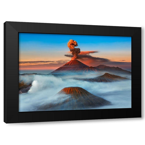 Semeru- Bromo- Batok Volcanoes- Java- Indonesia Black Modern Wood Framed Art Print by Krahmer, Frank