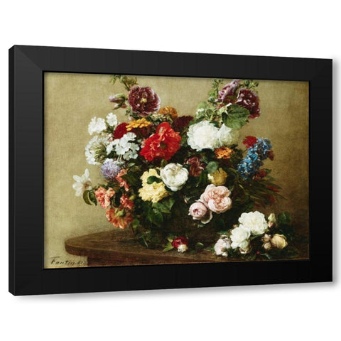 Bouquet of Various Flowers Black Modern Wood Framed Art Print with Double Matting by Fantin-Latour, Henri