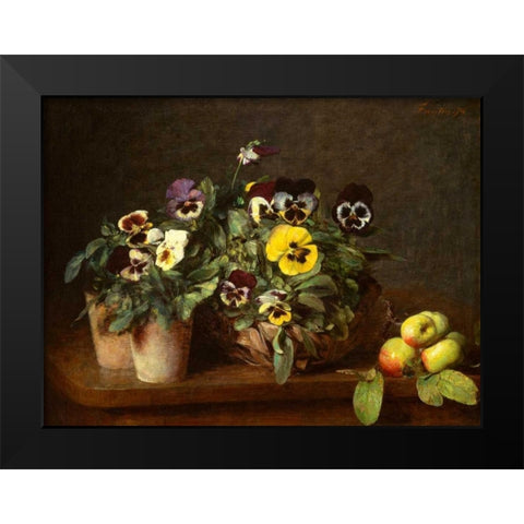 Still Life with Pansies  Black Modern Wood Framed Art Print by Fantin-Latour, Henri