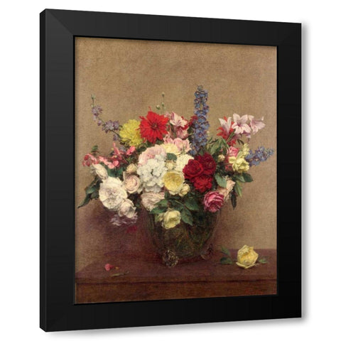 The Rosy Wealth of June Black Modern Wood Framed Art Print with Double Matting by Fantin-Latour, Henri